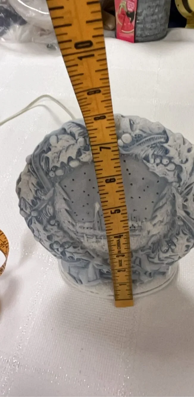 Ceramic Blue & White Vintage Electric Table Lamp with Holiday Design